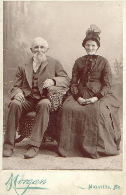 Jacob and Agnes Clarissa  Harless Decker. They were   married January 29, 1861  in St. Joe, MO.    Taken about 1900.    Submitted by  Larry & Alma Baker  (labaker@networksplus.net)
